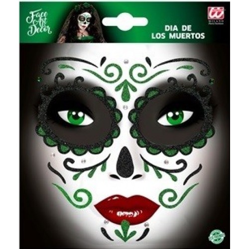 ADHESIVO FACIAL DIA DE LOS MUERTOS VERDE