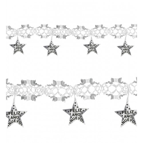 GUIRNALDA ESTRELLAS FELIZ AÑO PLATA 3MT