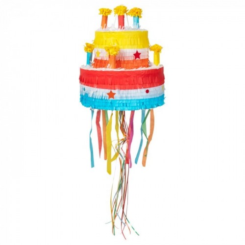 -PIÑATA FORMA TARTA CUMPLEAÑOS 34X29CM