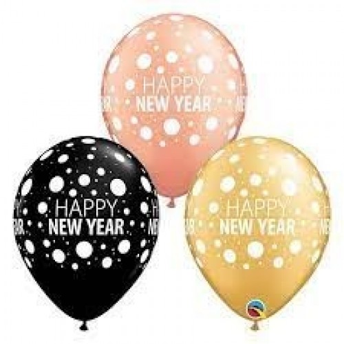 25 GLOBOS 11" LATEX NEW YEAR TRI-COLOR