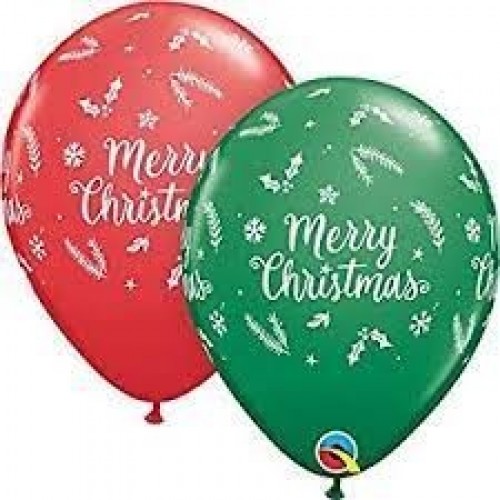 25 GLOBOS 11" LATEX MERRY CHRISTMA ACEBO