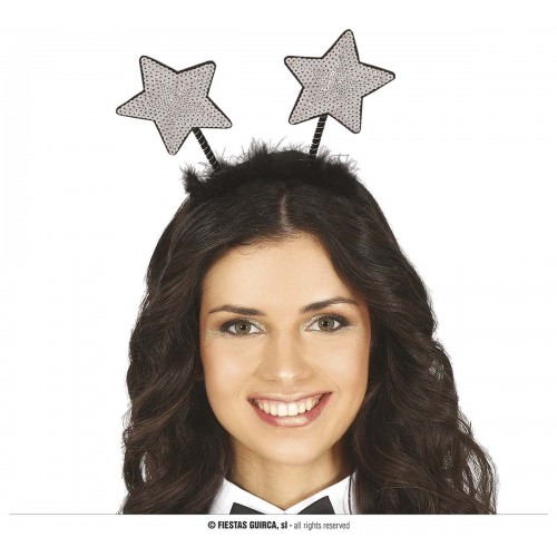 DIADEMA ESTRELLAS LENTEJUELAS PLATA