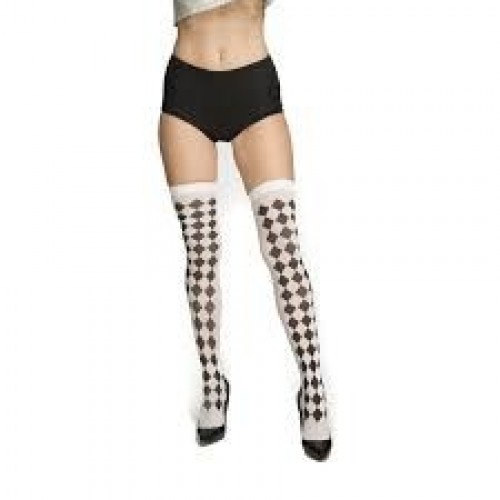 MEDIAS T-UNICA MUSLO ARLEQUIN BLAN/NEG