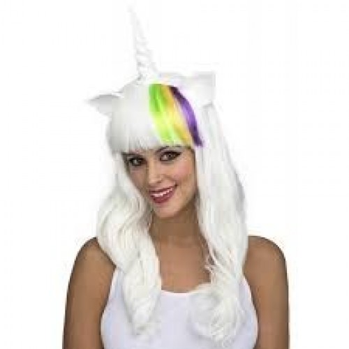 PELUCA LARGA BLANCA UNICORNIO.