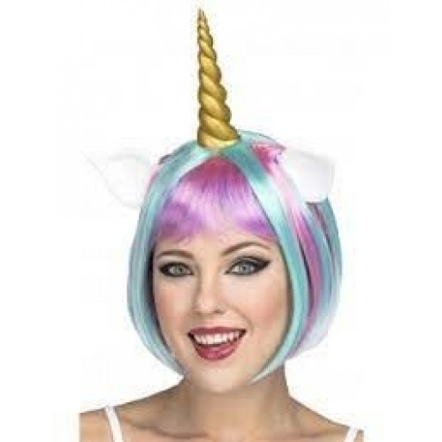 PELUCA CORTA OREJA CUERNO UNICORNIO