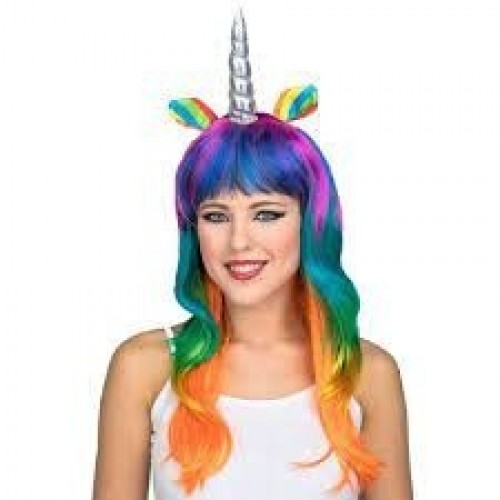   PELUCA LARGA UNICORNIO MULTICOLOR.