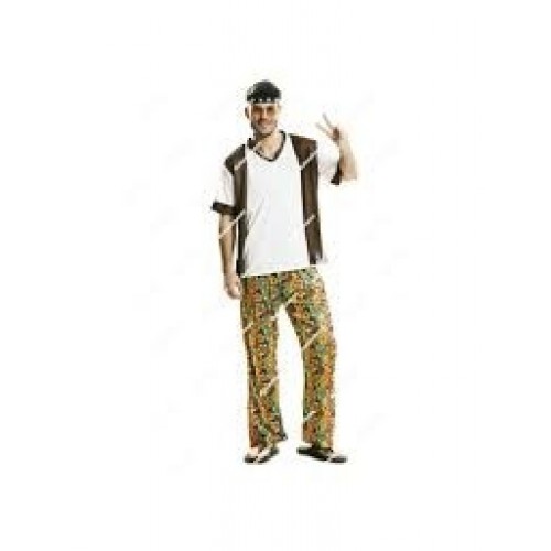 DISFRAZ T-S HIPPIE PANTALON CHALECO.