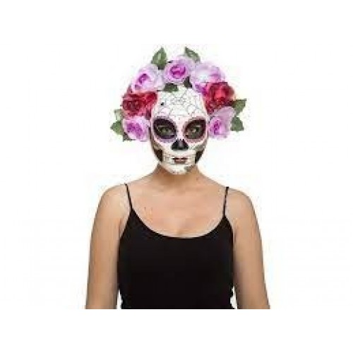 MASCARA DIA DE LO MUERTOS C/ROSAS.