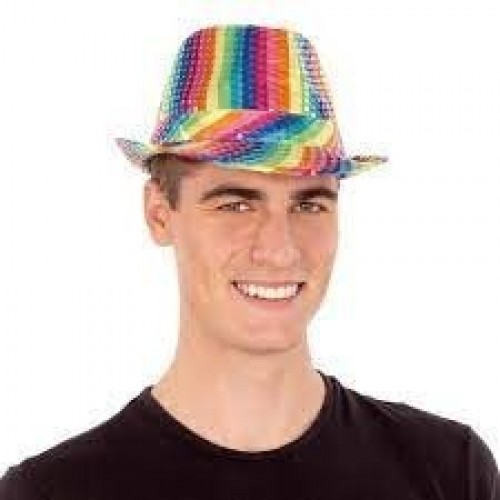 SOMBRERO LENTEJUELA FEDORA RAINBOW