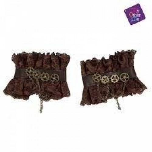 PAR MUÑEQUERAS STEAMPUNK MARRON
