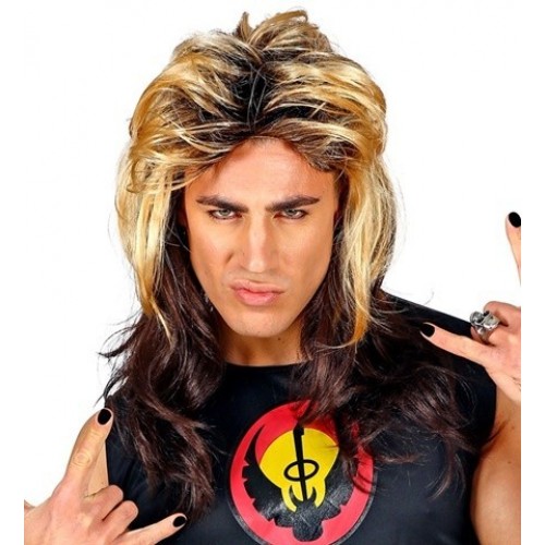 PELUCA CON MECHAS ESTRELLA ROCK AÑOS 80