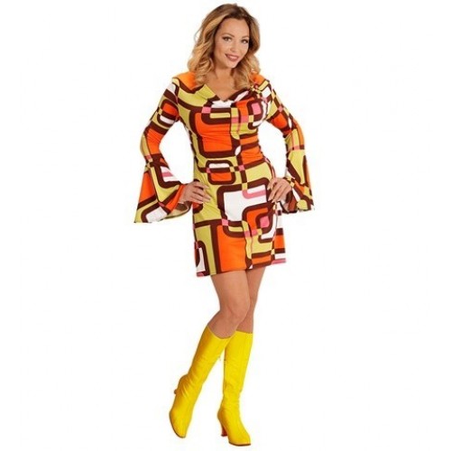  DISFRAZ T-XXL  VESTIDO  AÑOS 70