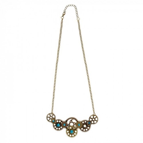 COLLAR ENGRANAJE PIEDRA AZUL STEAMPUNK