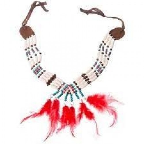 COLLAR INDIO PLUMAS ROJA