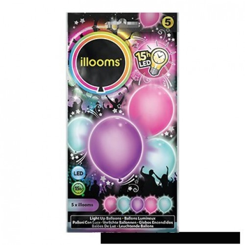   5 GLOBOS MULTICOLOR CON LED 15H