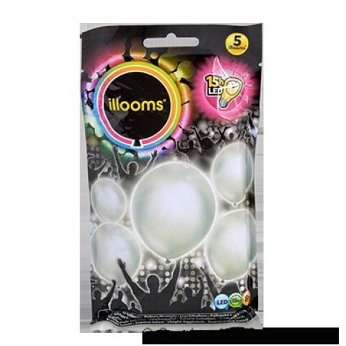   5 GLOBOS PLATA CON LED 15H