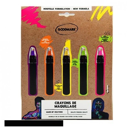 5 BARRAS CRAYON MAQUILLAJE UV FLUOR 2,8G
