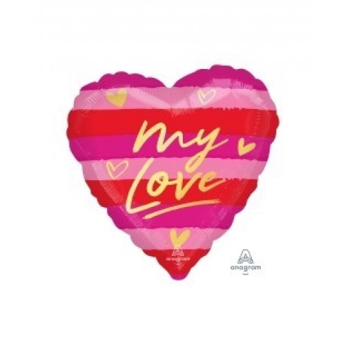 "GLOBO 18" FOIL CORAZON MY LOVE RAYAS