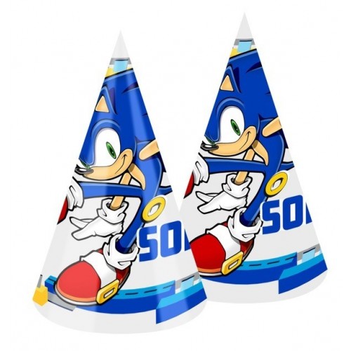   6 SOMBREROS CONO SONIC 11X16CM