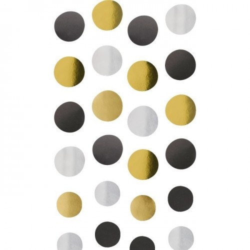 4 TIRAS CIRCULOS ORO/PLATA/NEGRO 1,3MT