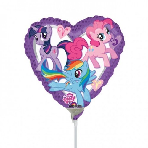 GLOBO 9" PALO FOIL CORAZON PONNY