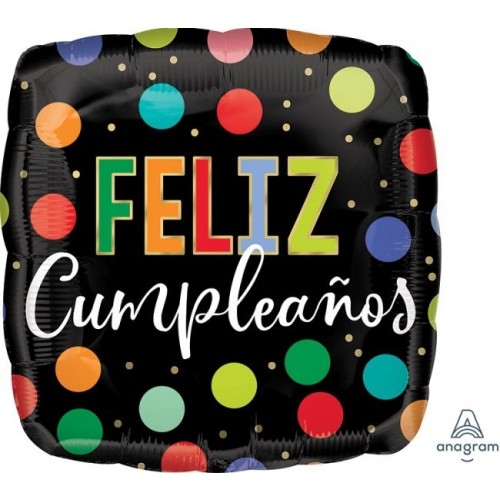 GLOBO 18" FOIL CUMPLEAÑOS PUNTOS BRILLA