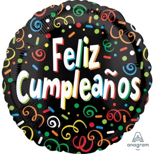 GLOBO 18" FOIL FELIZ CUMPLEAÑOS CONFET