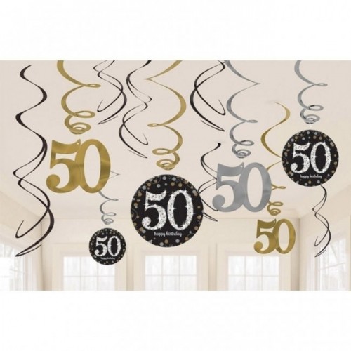 KIT 12 TIRAS ESPIRAL HAPPY BIRTHDAY 50