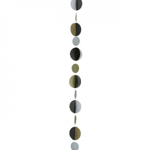 TIRA P/GLOBOS CIRCULOS ORO/PLATA Y NEGRO