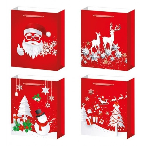 BOLSA ROJA NAVIDAD GLITTER 40X30CM