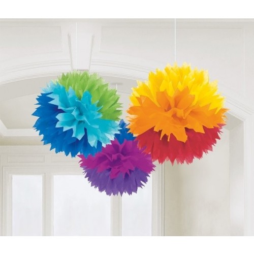   3 POMPONES PAPEL MULTICOLOR 40CM