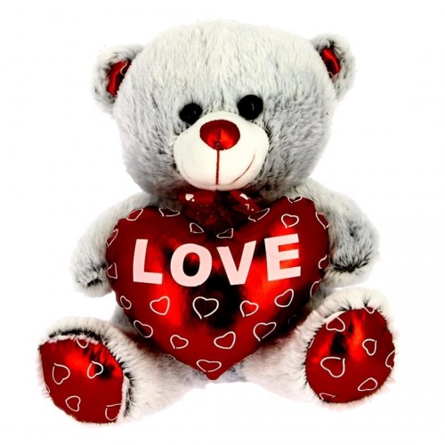 PELUCHE OSO GRIS LOVE 20CM