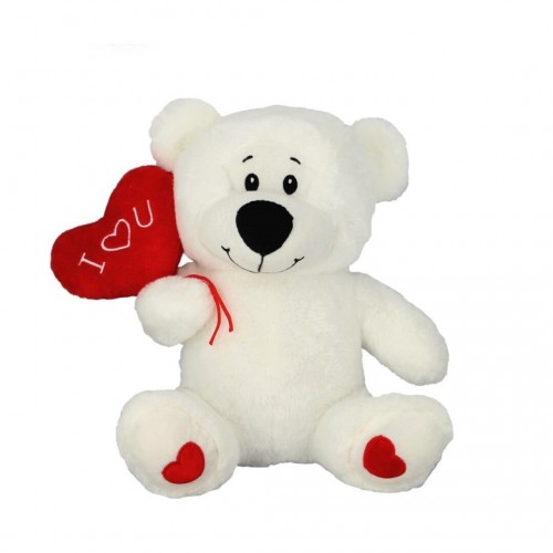 PELUCHE OSO CREMA CORAZON GLOBO 18CM