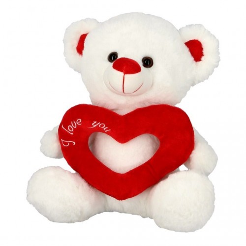 PELUCHE OSO BLANCO CORAZON HUECO 18CM