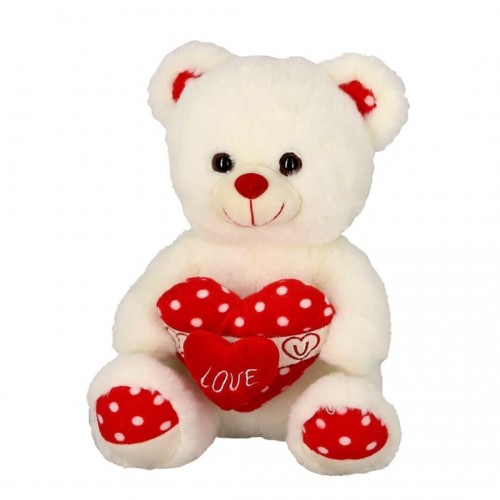 PELUCHE OSO CREMA CORAZON CORAZON 18CM