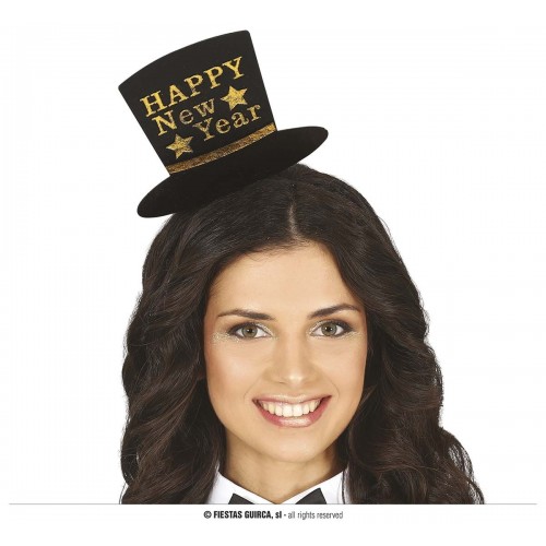 DIADEMA SILUETA SOMBRERO NEW YEAR ORO