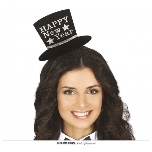 DIADEMA SILUETA SOMBRERO NEW YEA PLATA