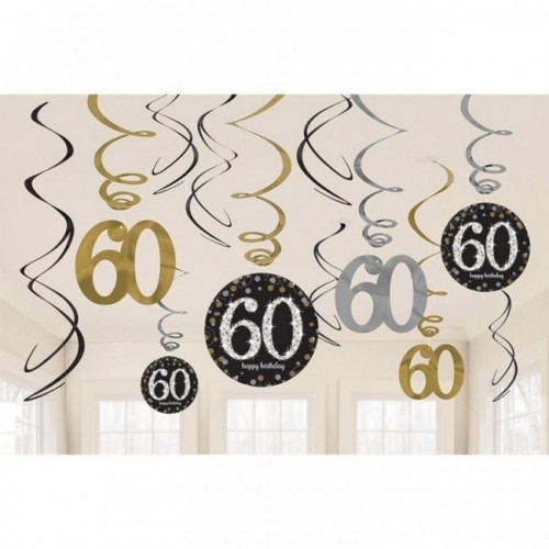 KIT 12 TIRAS ESPIRAL BIRTHDAY 60 ORO