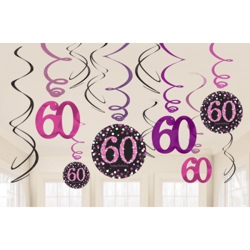 KIT 12 TIRAS ESPIRAL BIRTHDAY 60 ROSA