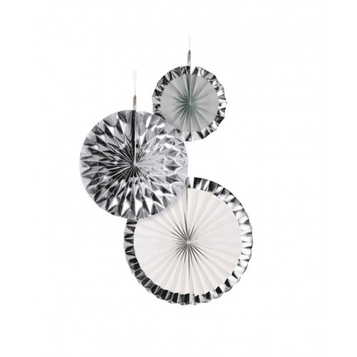  KIT 3 ABANICOS MET PLATA 18/30/38CM