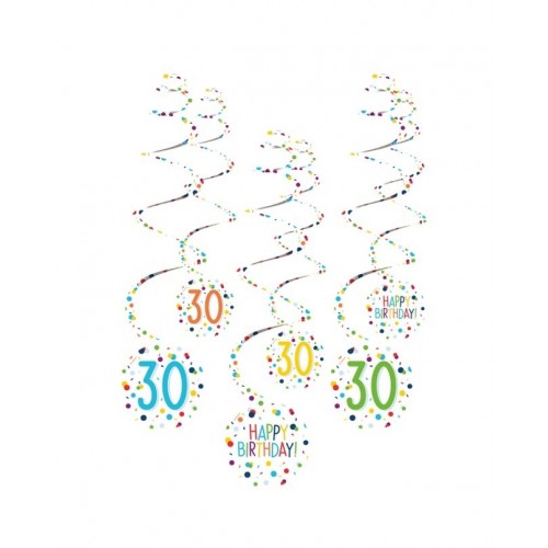 KIT 6 TIRAS ESPIRAL BIRTHADY CONFETI 30