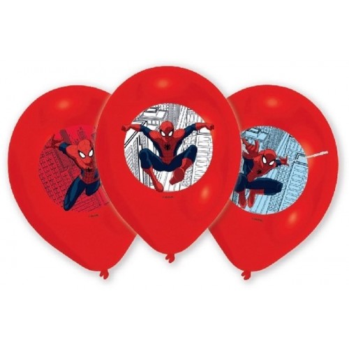   6 GLOBOS 11" LATEX SPIDERMAN
