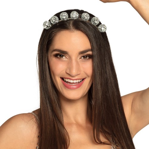   DIADEMA BOLA DISCOTECA PLATA