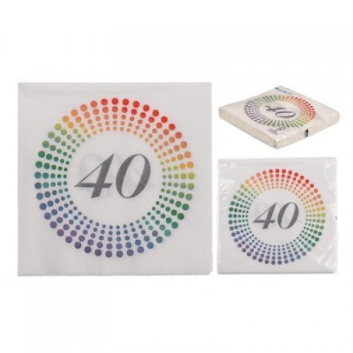 20 SERVILLETAS 40 CUMPLEAÑOS 3/C 33CM