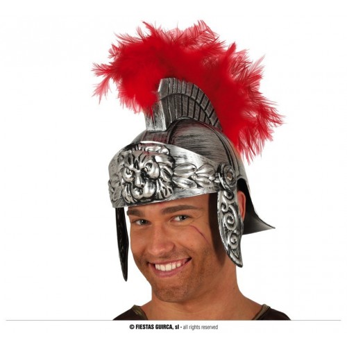  CASCO ROMANO PLATA CON PLUMA