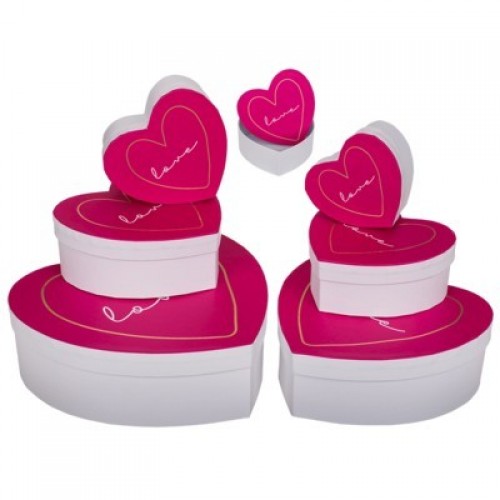 CAJA REGALO CORAZON TAPA ROSA LOVE 15CM