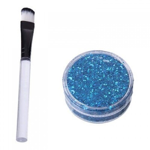 SET BROCHA GEL PURPURINA AZUL 20ML