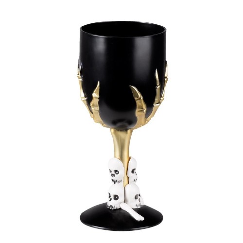 COPA NEGRA MANO ESQUELETO CALAVERA 18CM