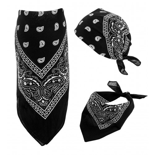 PAÑUELO BANDANA NEGRO 55x55CM