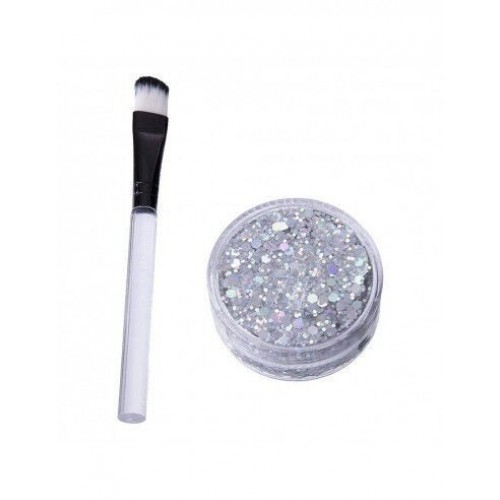   SET BROCHA GEL PURPURINA PLATA 20M